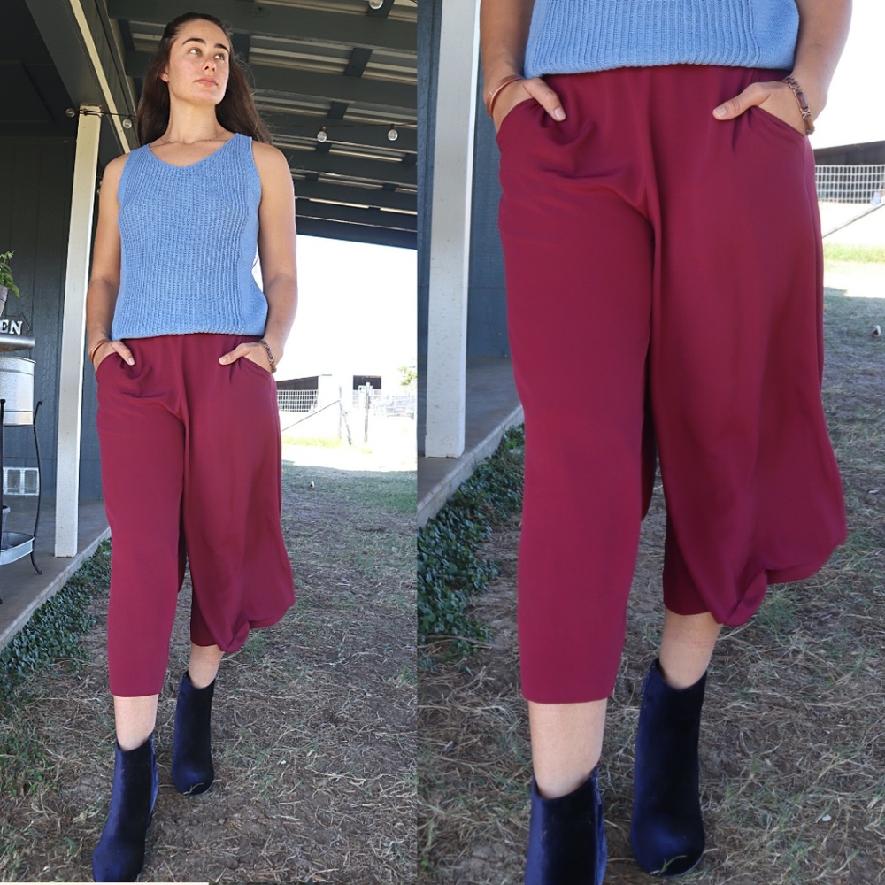 New Silk Cropped Swing Pants Culottes NWT